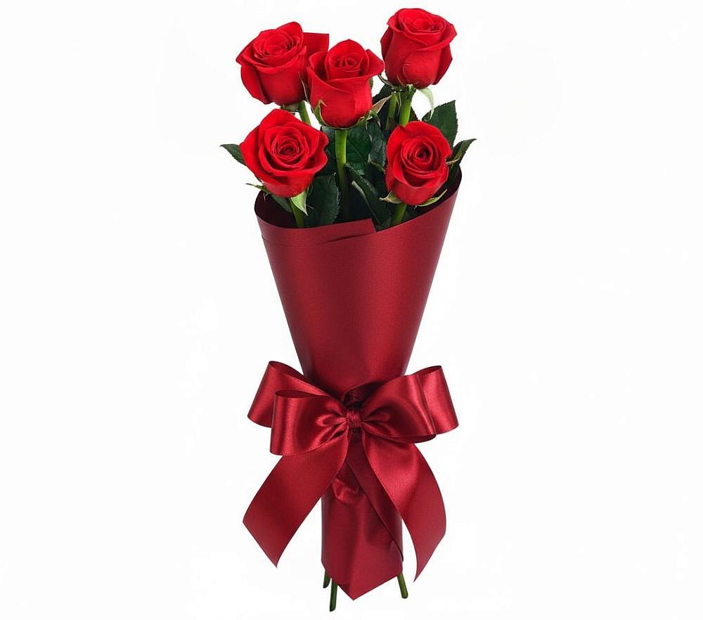 Букет 5 Красных роз Эдлесс Лав в Елово