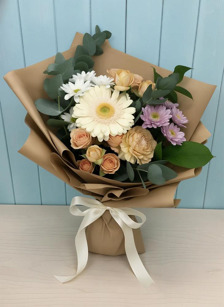Букет цветов из: Герберы и Хризантемы в Елово