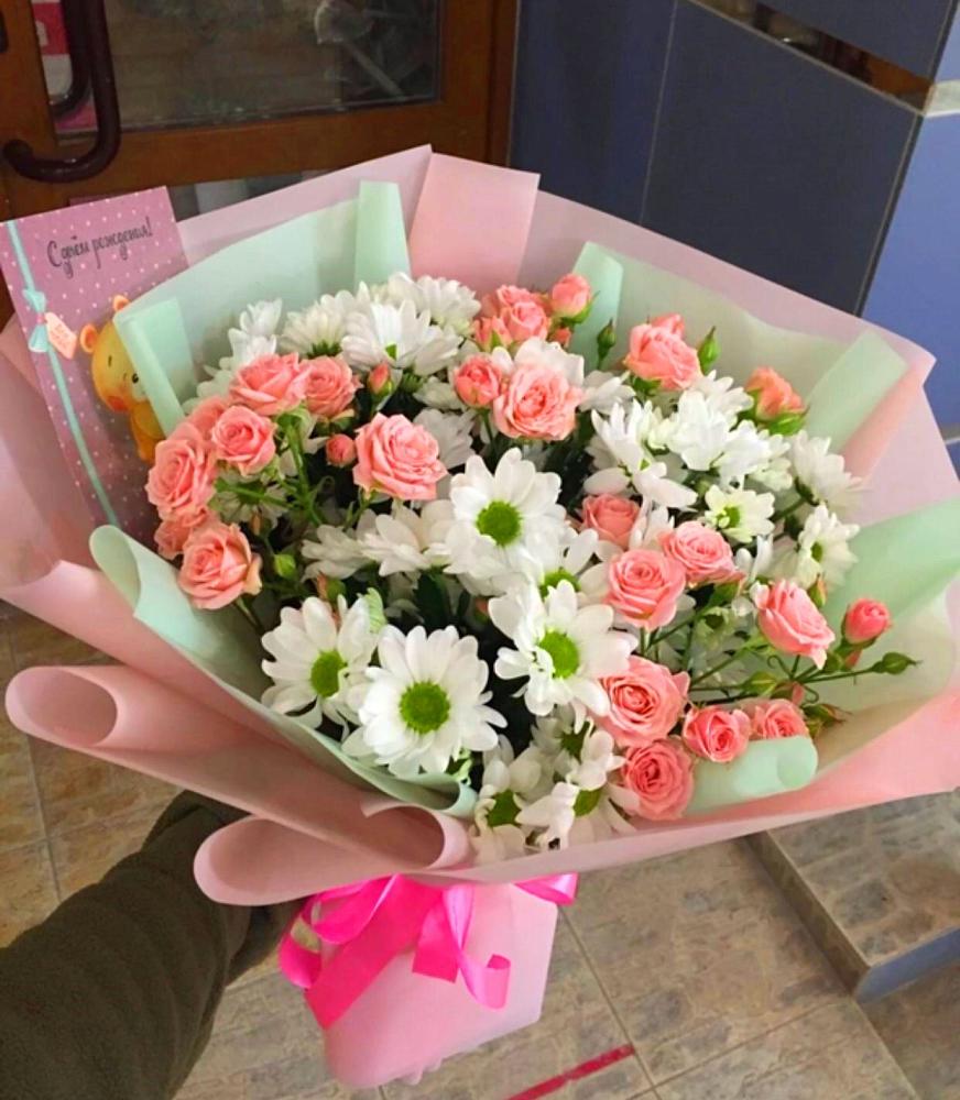 Букет цветов из: Розы и Хризантемы в Елово