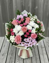 Букет цветов из:  Альстромерии, Гвоздики, Розы и Хризантемы в Елово