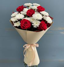 Букет цветов из:  Розы и Хризантемы в Елово