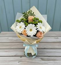 Букет цветов из:  Герберы, Розы и Хризантемы в Елово
