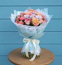 Букет цветов из:  Хризантемы и Розы #REPLACE_PRED# Елово