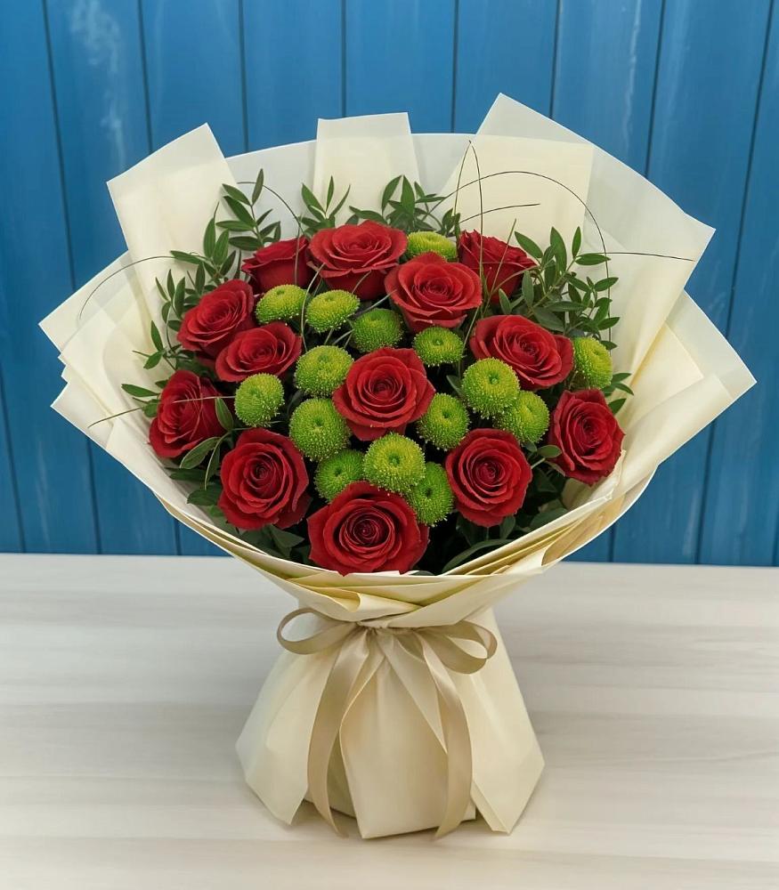 Букет цветов из: Розы и Хризантемы в Елово